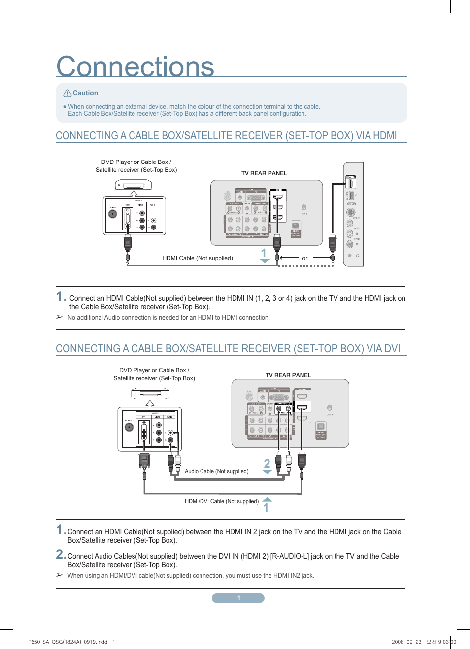 Connections | Samsung PL50A650T1RXZP User Manual | Page 2 / 5