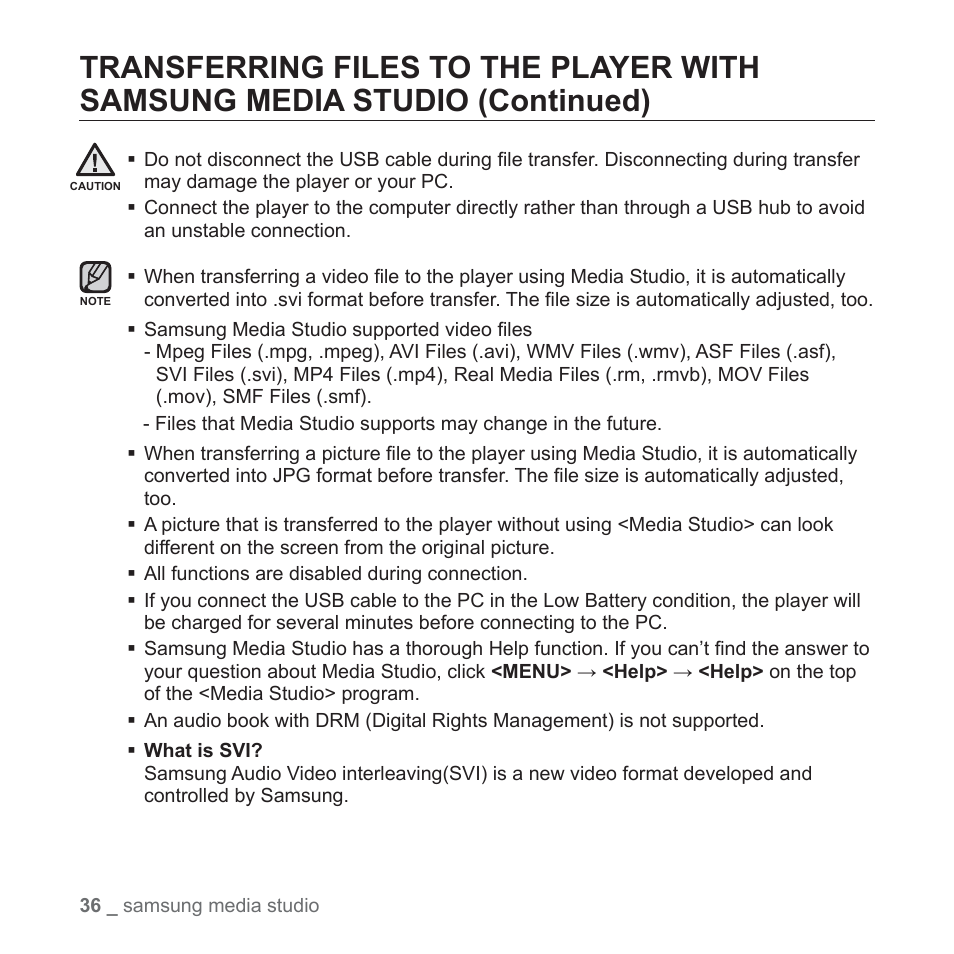 Samsung YP-T10JAUY-XAA User Manual | Page 36 / 107