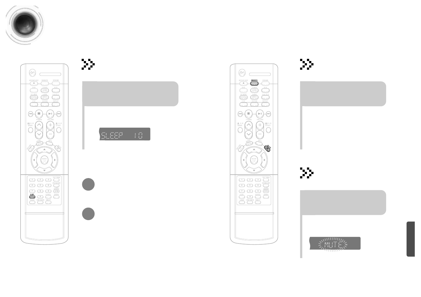 Convenient functions, 53 54 convenient functions, Sleep timer function | Adjusting display brightness, Mute function | Samsung HTDB120TH User Manual | Page 28 / 31