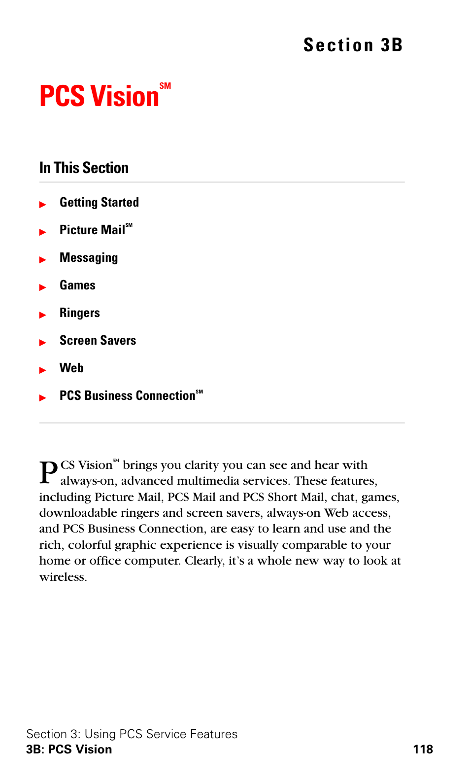Pcs visionsm, Pcs vision | Samsung SPH-A600ZSSXAR User Manual | Page 126 / 178