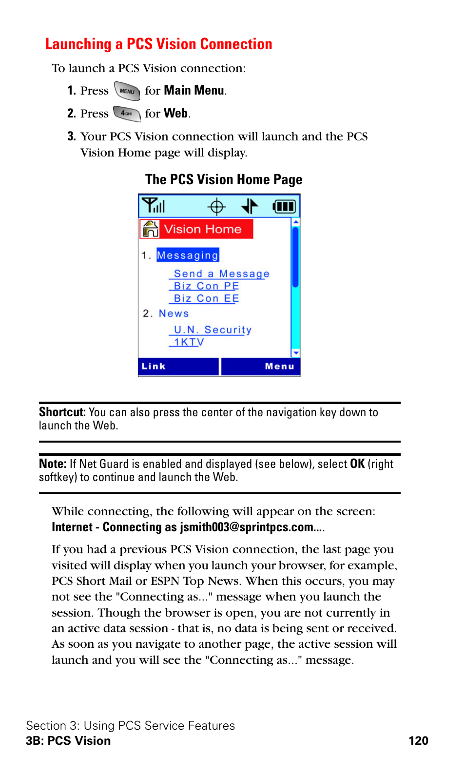 Launching a pcs vision connection | Samsung SPH-A600ZSSXAR User Manual | Page 128 / 178