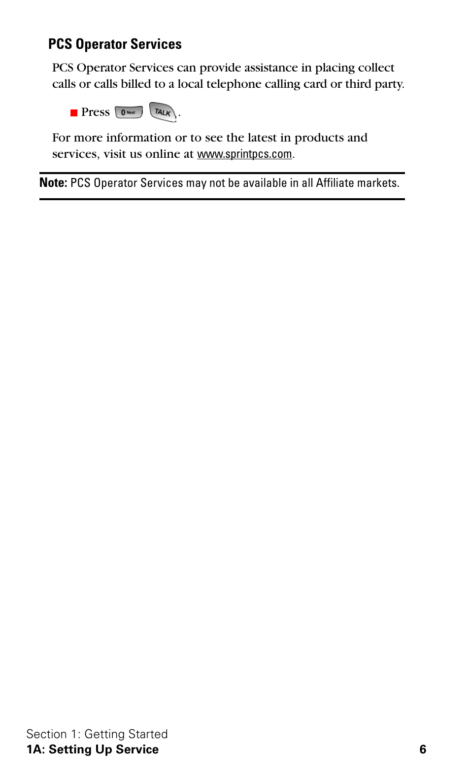 Pcs operator services | Samsung SPH-A600ZSSXAR User Manual | Page 14 / 178