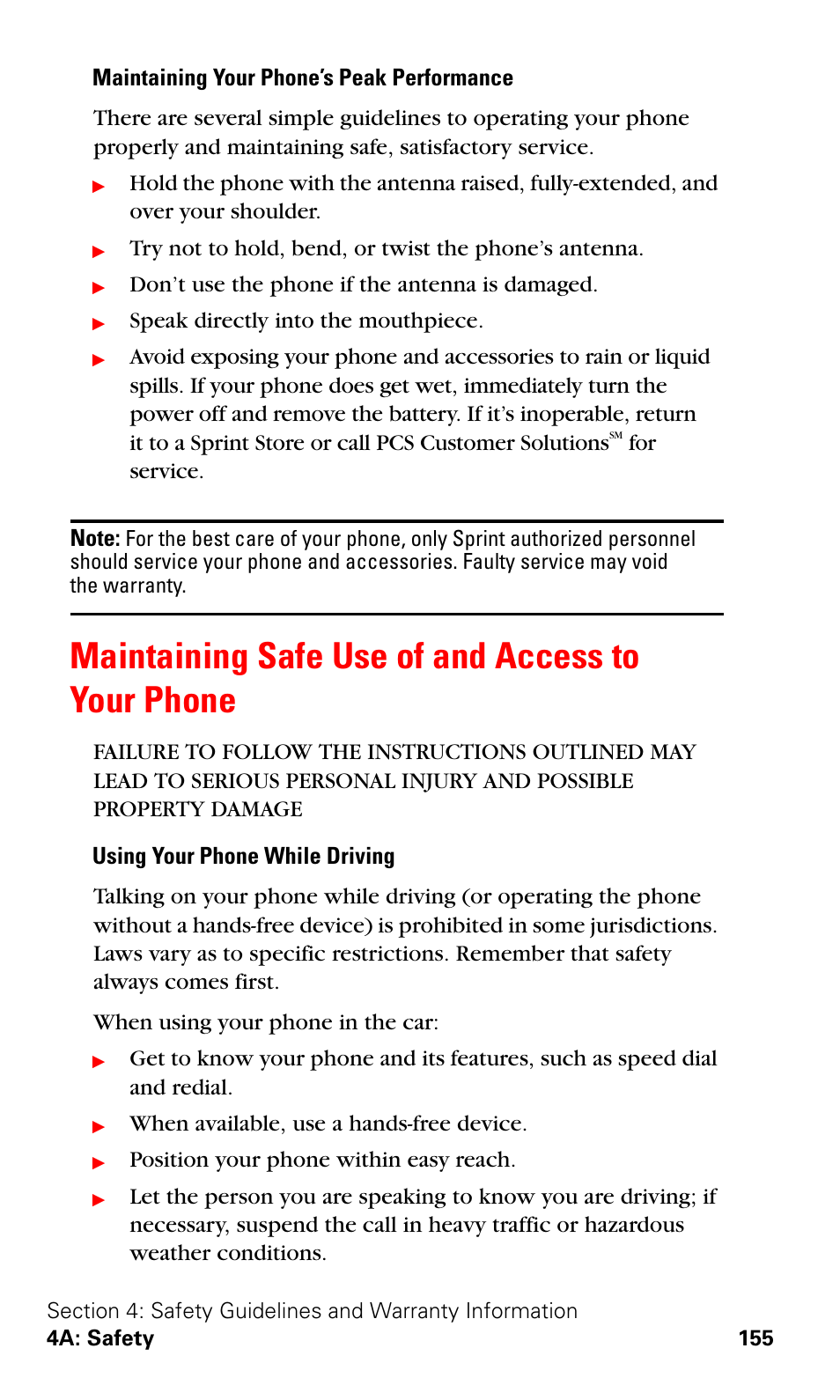 Maintaining safe use of and access to your phone | Samsung SPH-A600ZSSXAR User Manual | Page 163 / 178