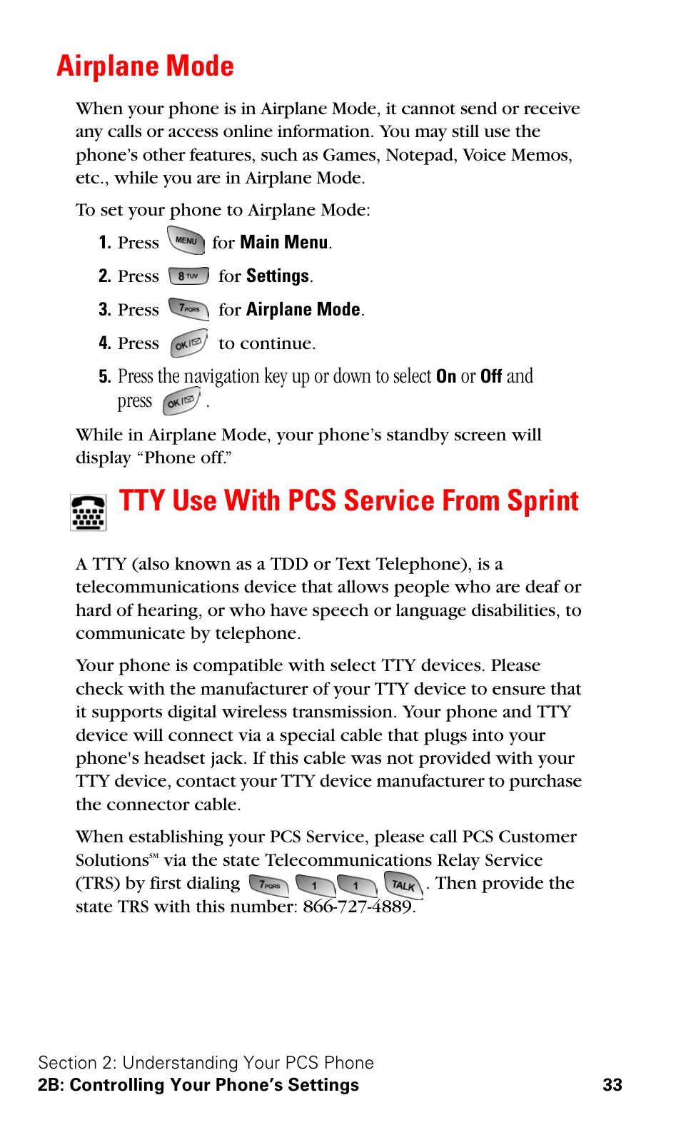 Airplane mode, Tty use with pcs service from sprint, Airplane mode tty use with pcs service from sprint | Samsung SPH-A600ZSSXAR User Manual | Page 41 / 178