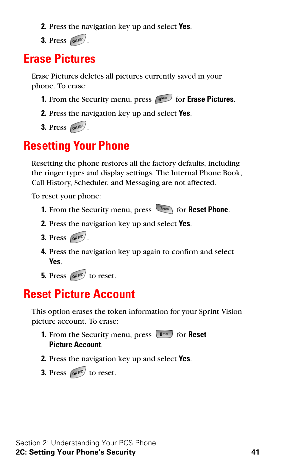Erase pictures, Resetting your phone, Reset picture account | Samsung SPH-A600ZSSXAR User Manual | Page 49 / 178