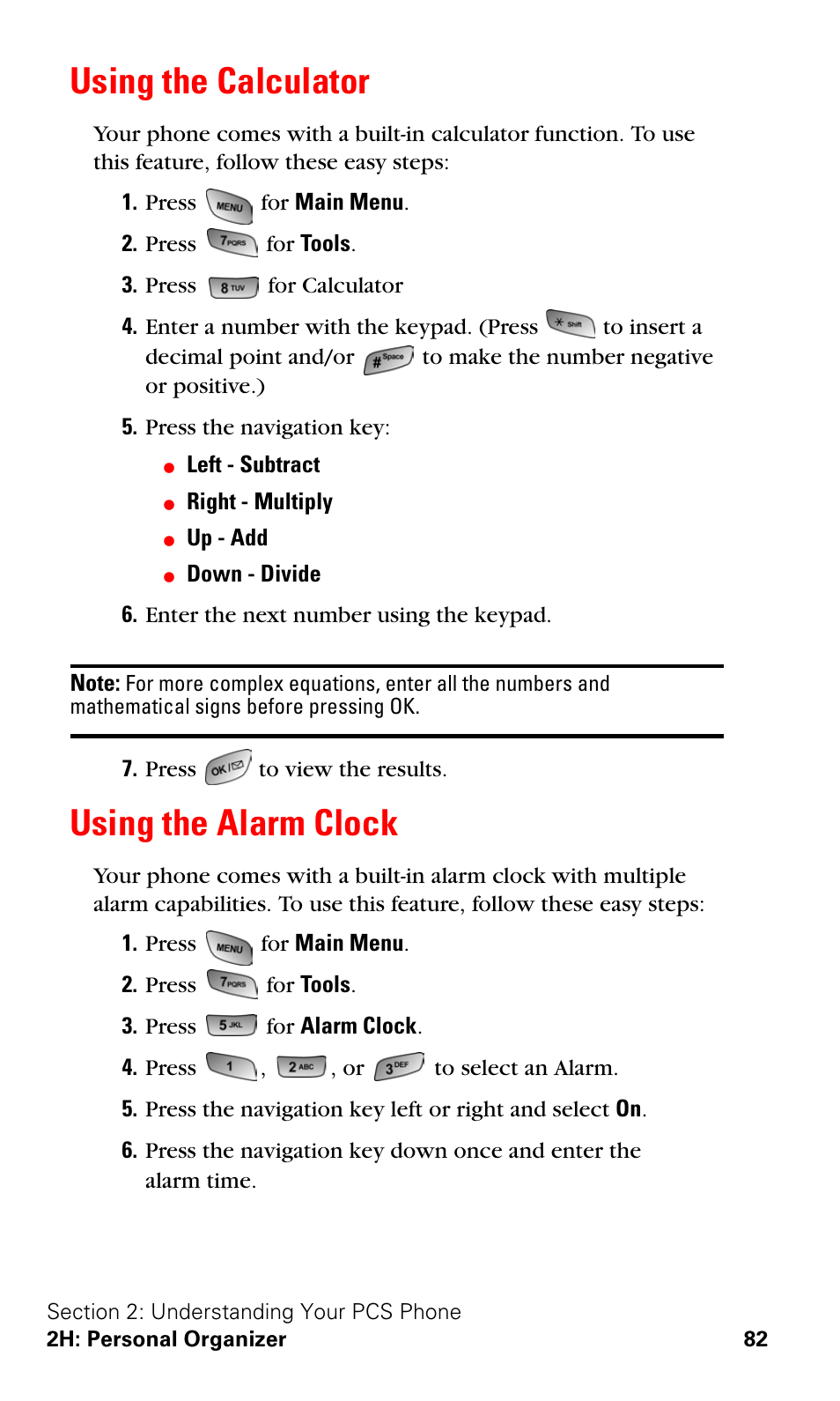 Using the calculator, Using the alarm clock, Using the calculator using the alarm clock | Samsung SPH-A600ZSSXAR User Manual | Page 90 / 178
