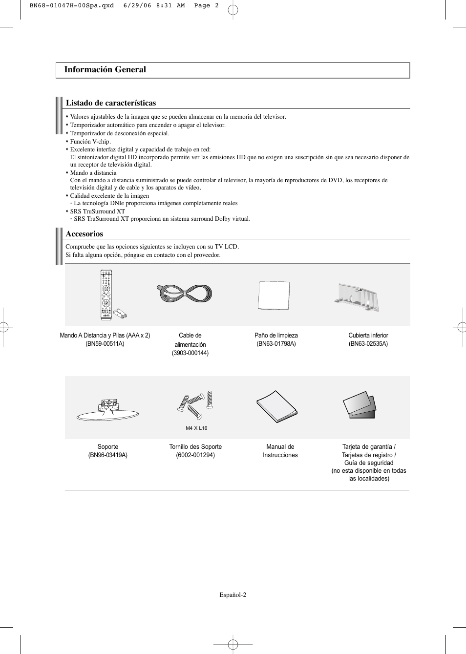 Información general | Samsung LNS3296DX-XAA User Manual | Page 122 / 179