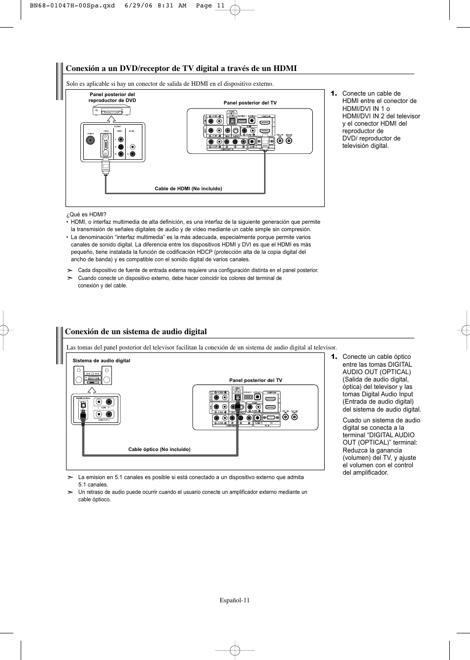 Conexión de un sistema de audio digital | Samsung LNS3296DX-XAA User Manual | Page 131 / 179