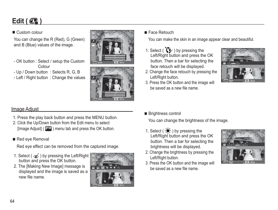 Edit ( ), Image adjust | Samsung EC-SL40ZZBASUS User Manual | Page 65 / 98