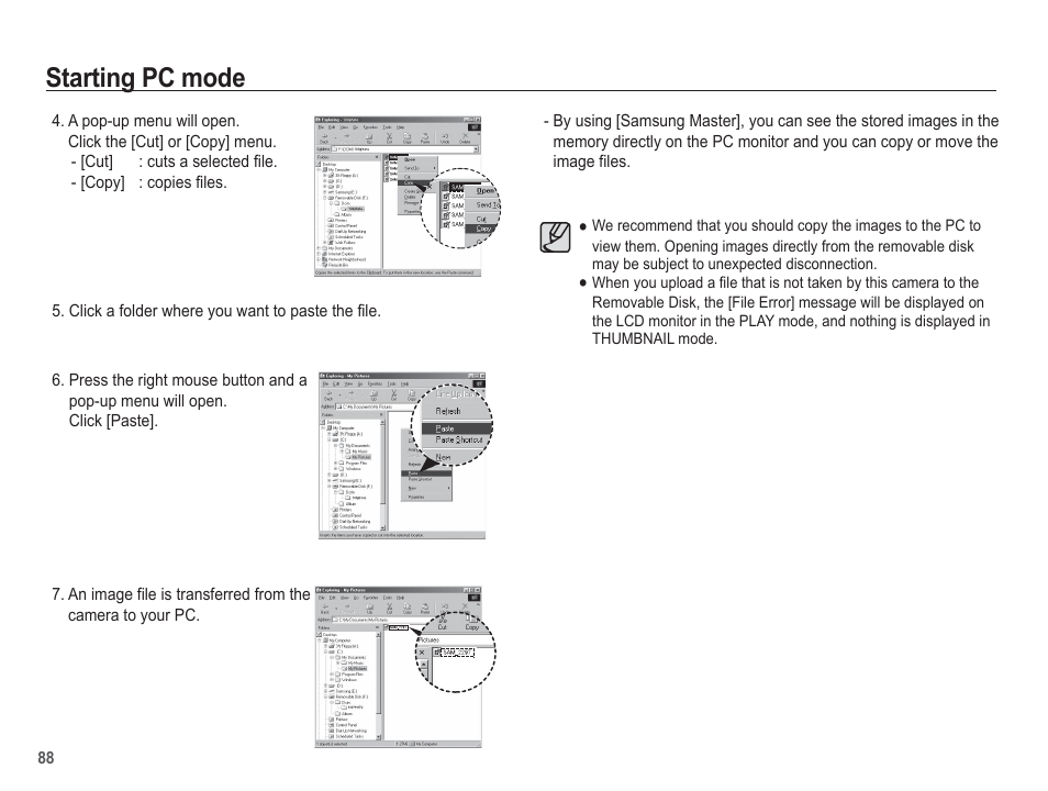 Starting pc mode | Samsung EC-SL40ZZBASUS User Manual | Page 89 / 98