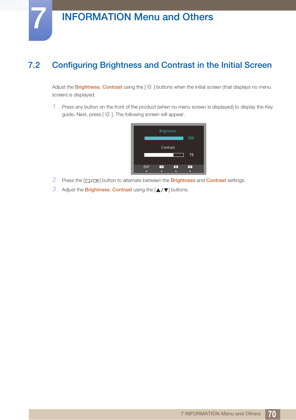 Information menu and others | Samsung LS27C750PS-ZA User Manual | Page 70 / 98