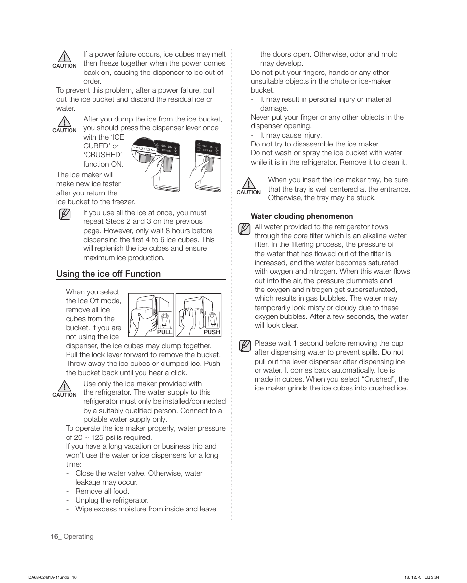 Using the ice off function | Samsung RF4267HAWP-XAA User Manual | Page 16 / 84