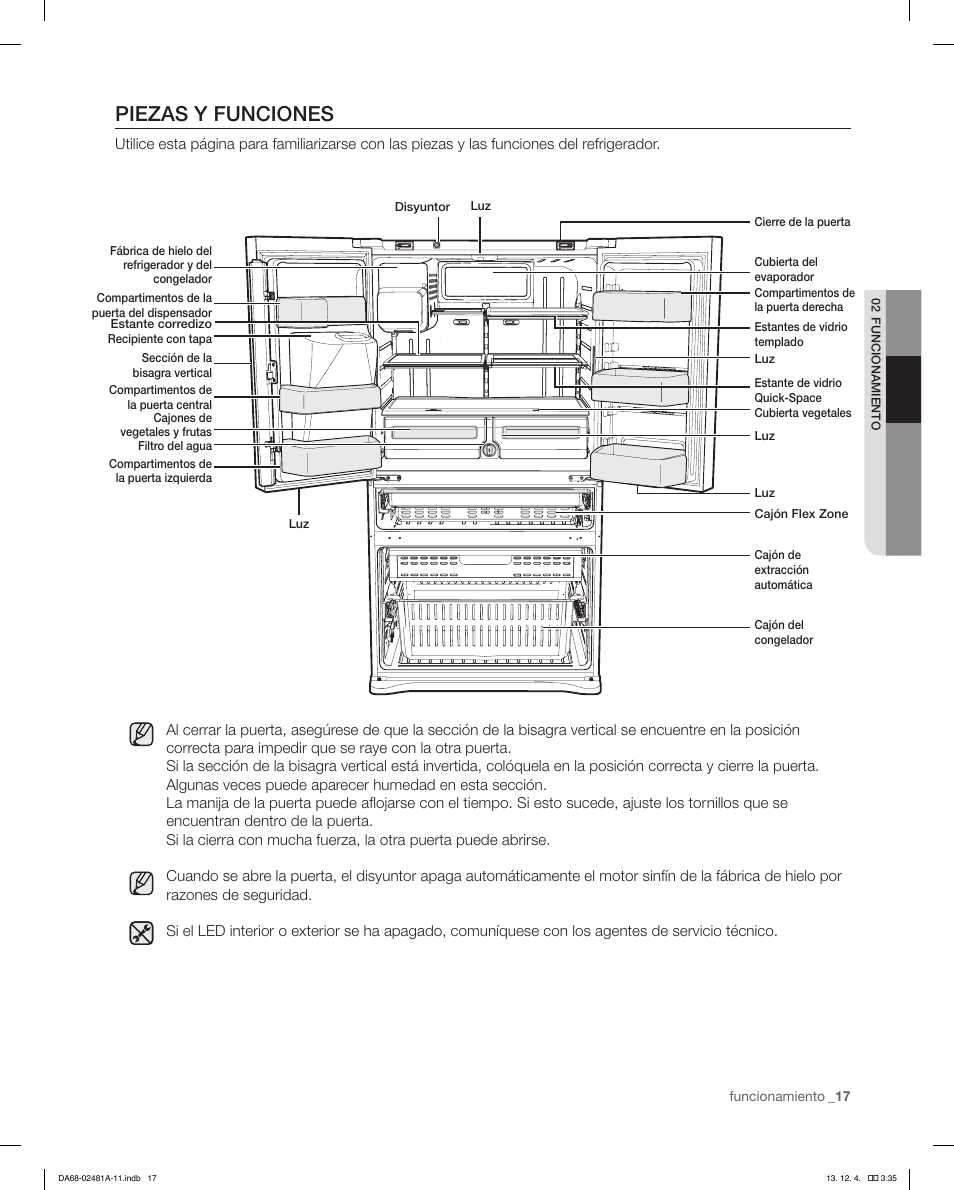 Piezas y funciones | Samsung RF4267HAWP-XAA User Manual | Page 45 / 84