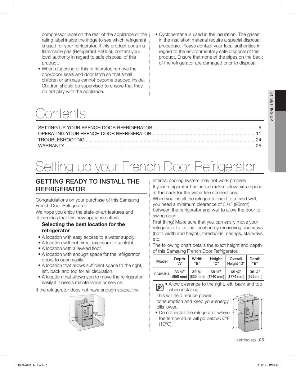 Samsung RF4267HAWP-XAA User Manual | Page 5 / 84