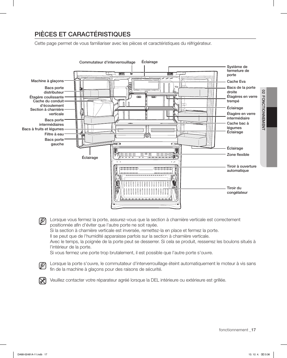 Pièces et caractéristiques | Samsung RF4267HAWP-XAA User Manual | Page 73 / 84