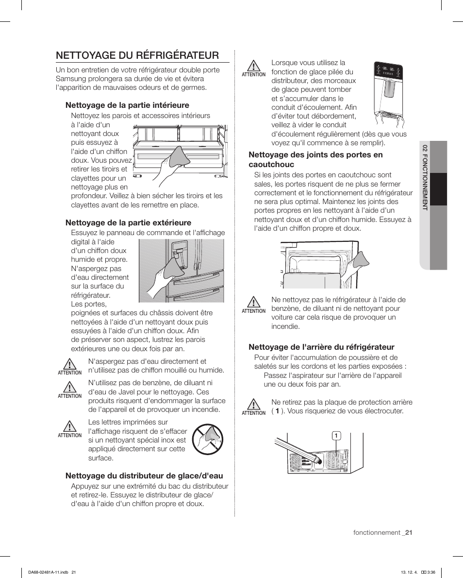 Nettoyage du réfrigérateur | Samsung RF4267HAWP-XAA User Manual | Page 77 / 84