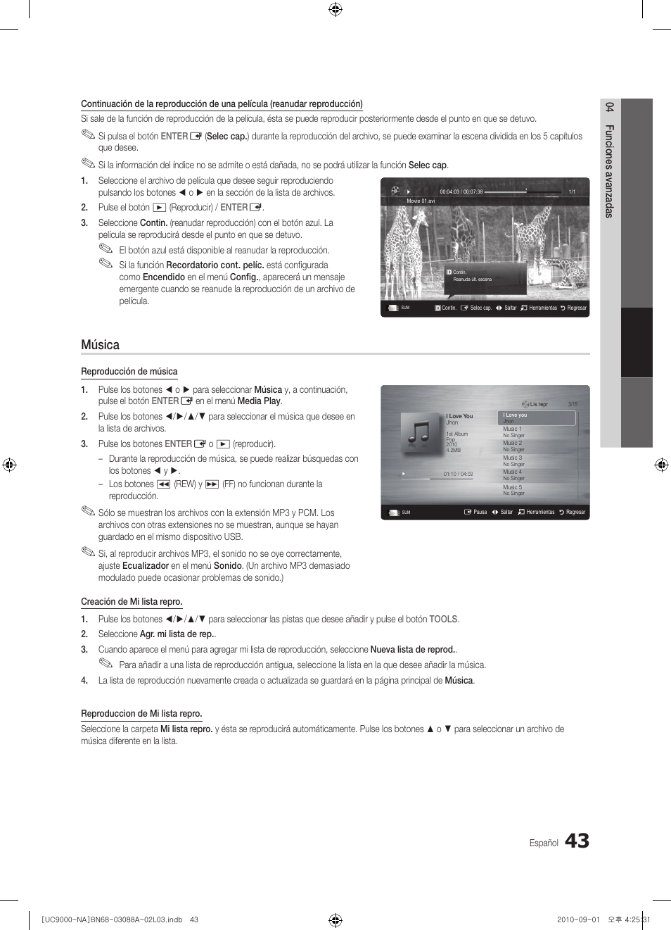 Música | Samsung UN55C9000ZFXZA User Manual | Page 112 / 208