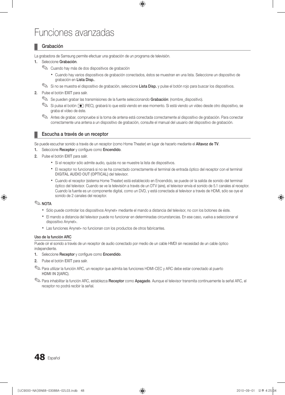 Funciones avanzadas | Samsung UN55C9000ZFXZA User Manual | Page 117 / 208