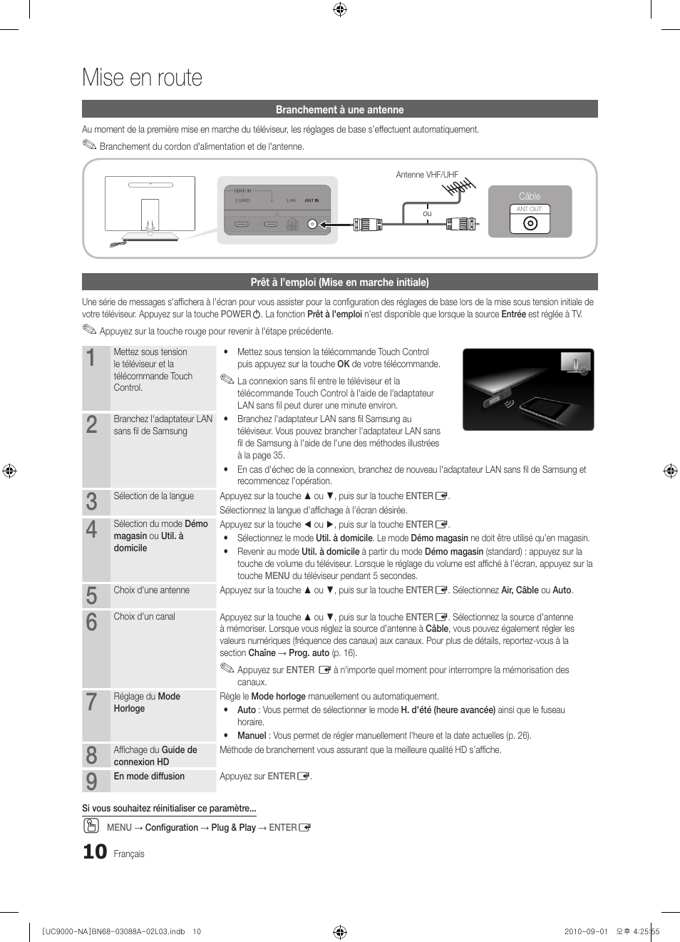 Mise en route | Samsung UN55C9000ZFXZA User Manual | Page 148 / 208