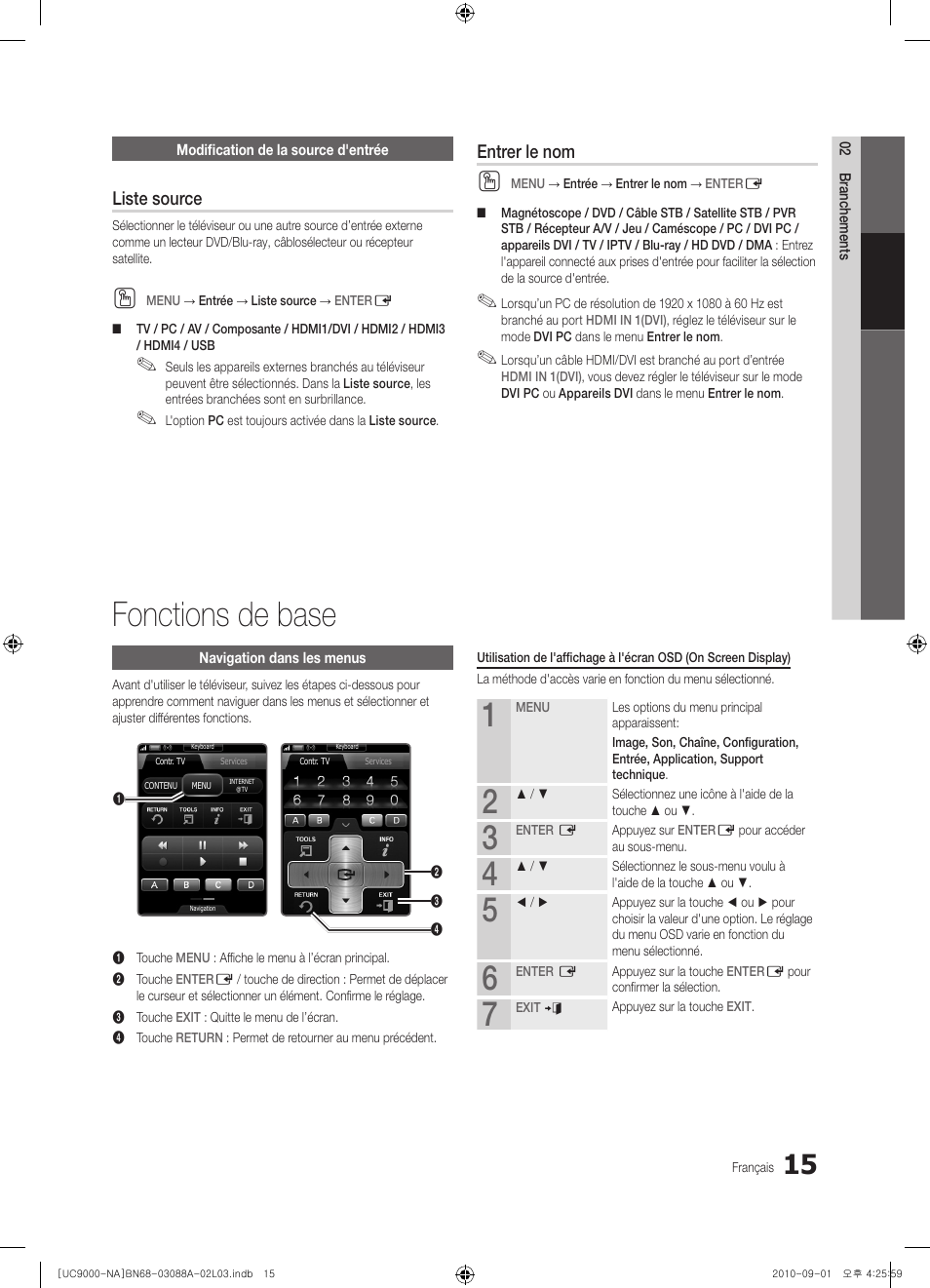 Fonctions de base, Liste source, Entrer le nom | Samsung UN55C9000ZFXZA User Manual | Page 153 / 208