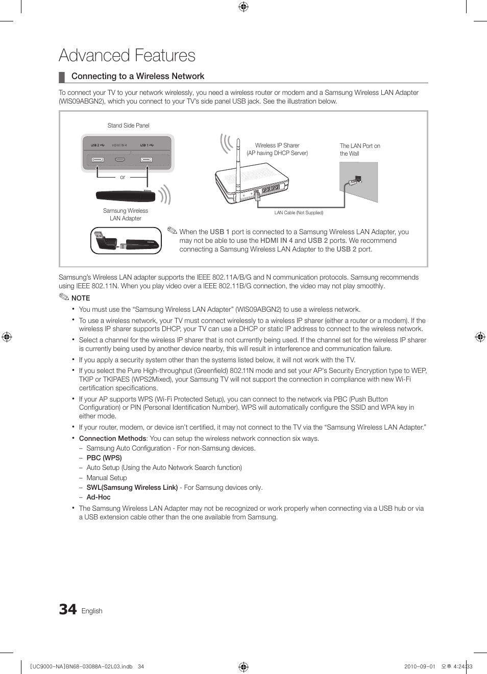 Advanced features | Samsung UN55C9000ZFXZA User Manual | Page 34 / 208