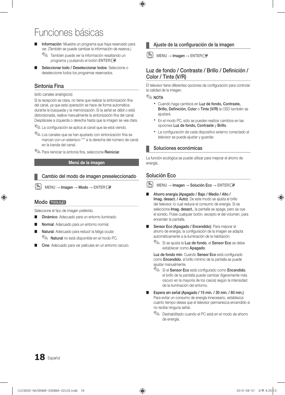 Funciones básicas | Samsung UN55C9000ZFXZA User Manual | Page 87 / 208