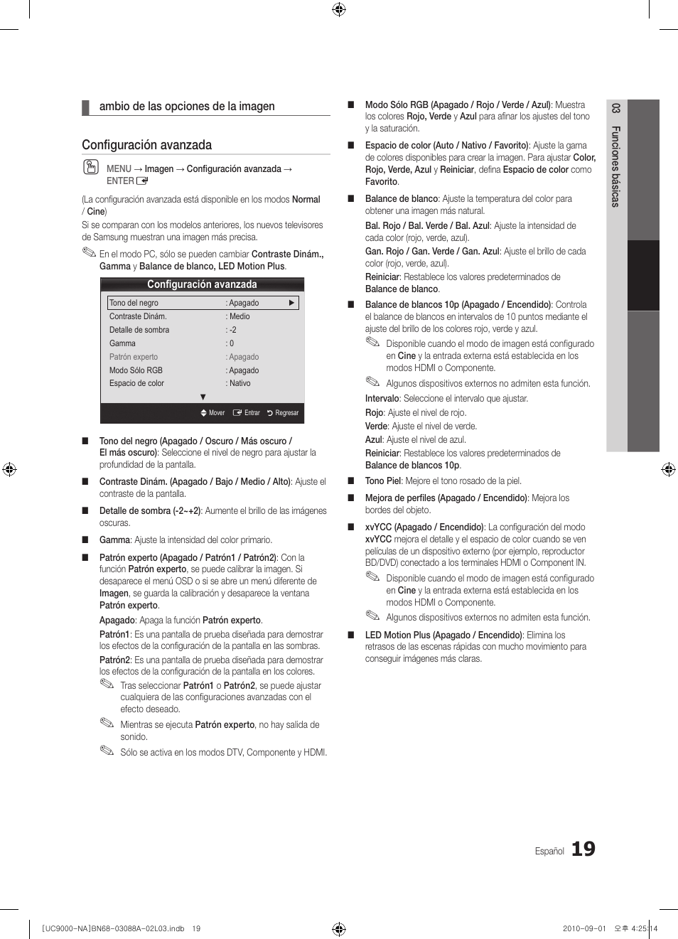 Configuración avanzada | Samsung UN55C9000ZFXZA User Manual | Page 88 / 208