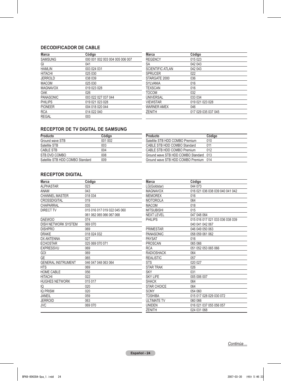 Decodificador de cable, Receptor de tv digital de samsung, Receptor digital | Samsung HLT5676SX-XAA User Manual | Page 107 / 160