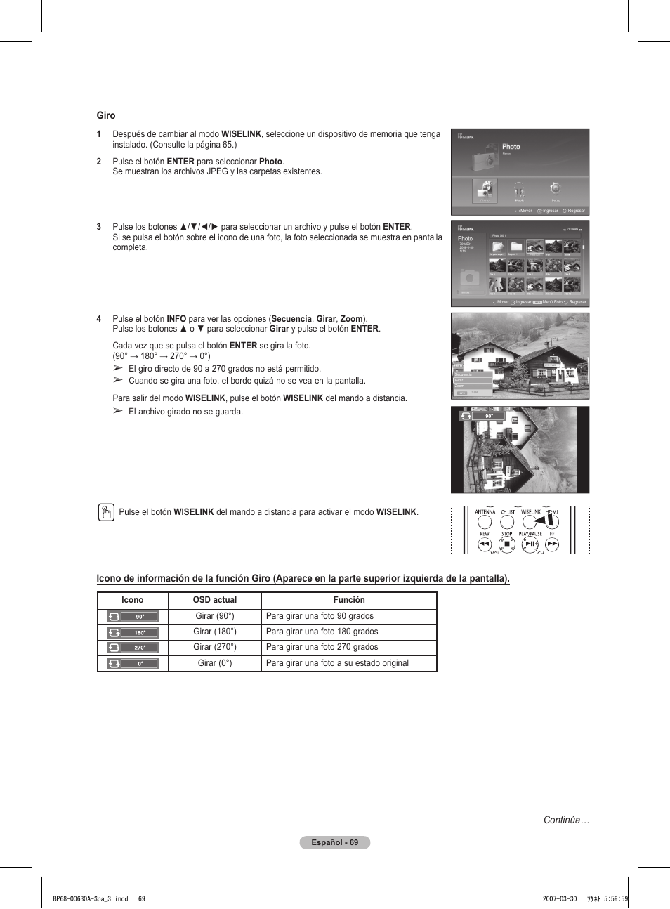 Giro, Continúa | Samsung HLT5676SX-XAA User Manual | Page 152 / 160