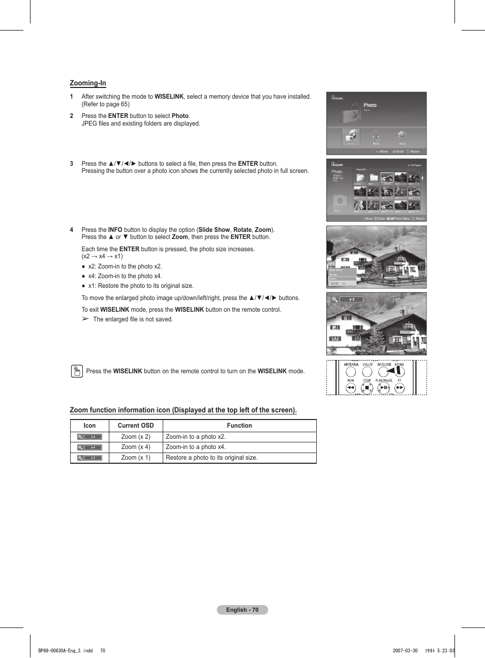 Zooming-in | Samsung HLT5676SX-XAA User Manual | Page 70 / 160