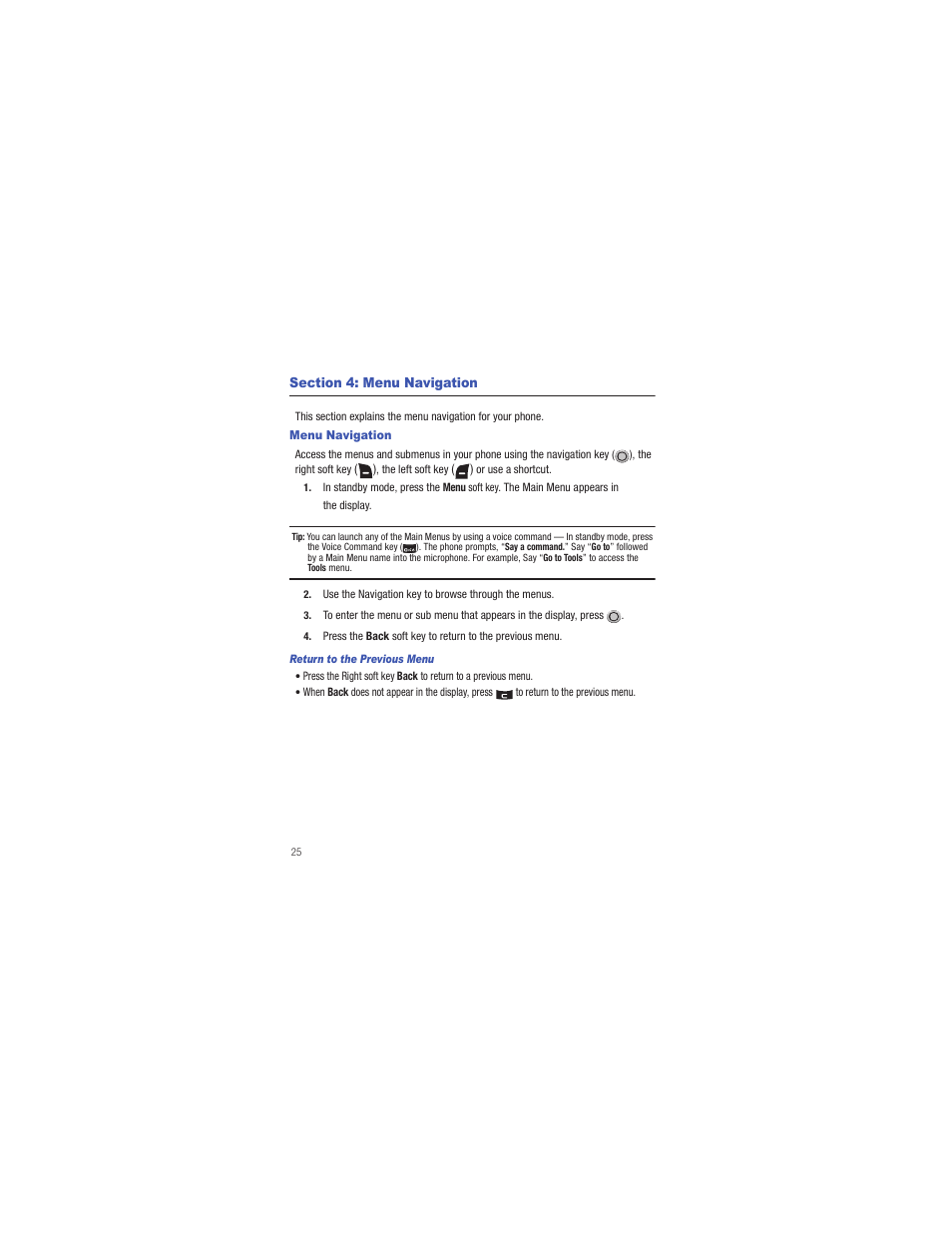 Section 4: menu navigation, Menu navigation | Samsung SCH-R335MSATRF User Manual | Page 34 / 108