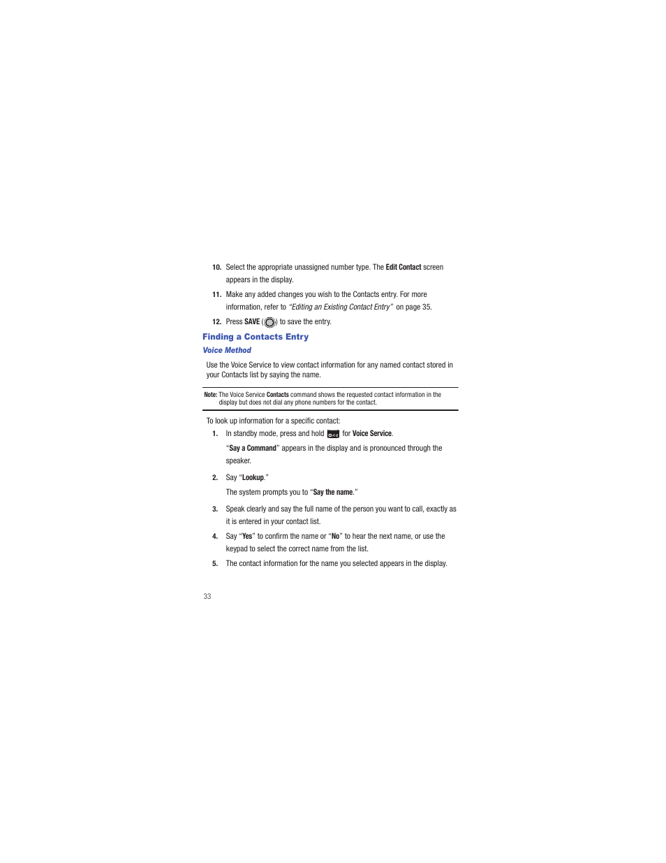 Finding a contacts entry | Samsung SCH-R335MSATRF User Manual | Page 42 / 108