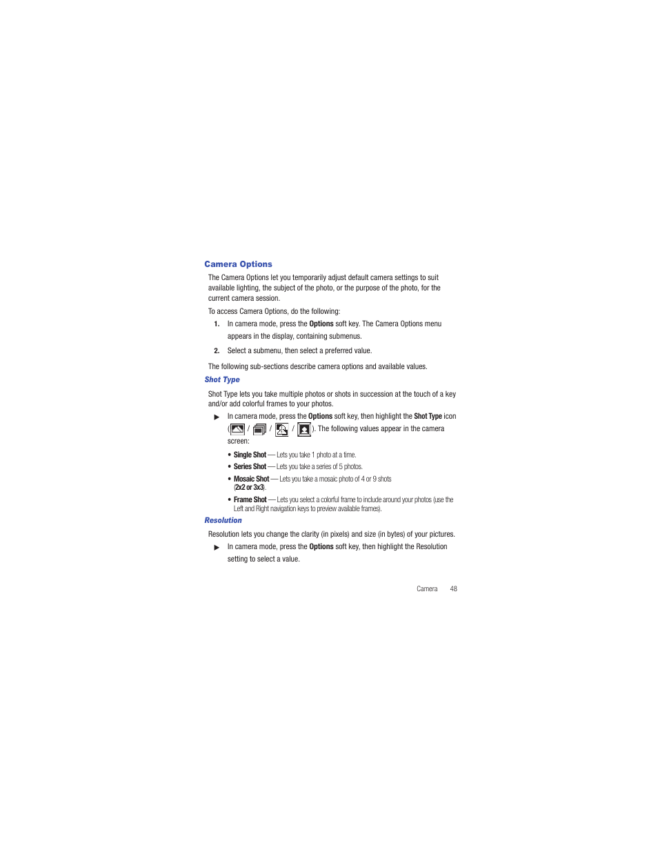 Camera options | Samsung SCH-R335MSATRF User Manual | Page 57 / 108