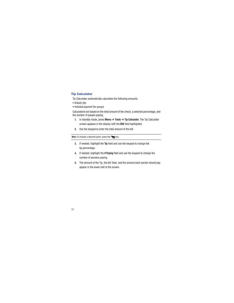 Tip calculator | Samsung SCH-R335MSATRF User Manual | Page 76 / 108