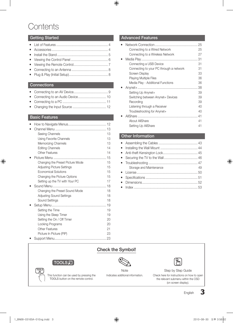 Samsung UN55C6300SFXZA User Manual | Page 3 / 54