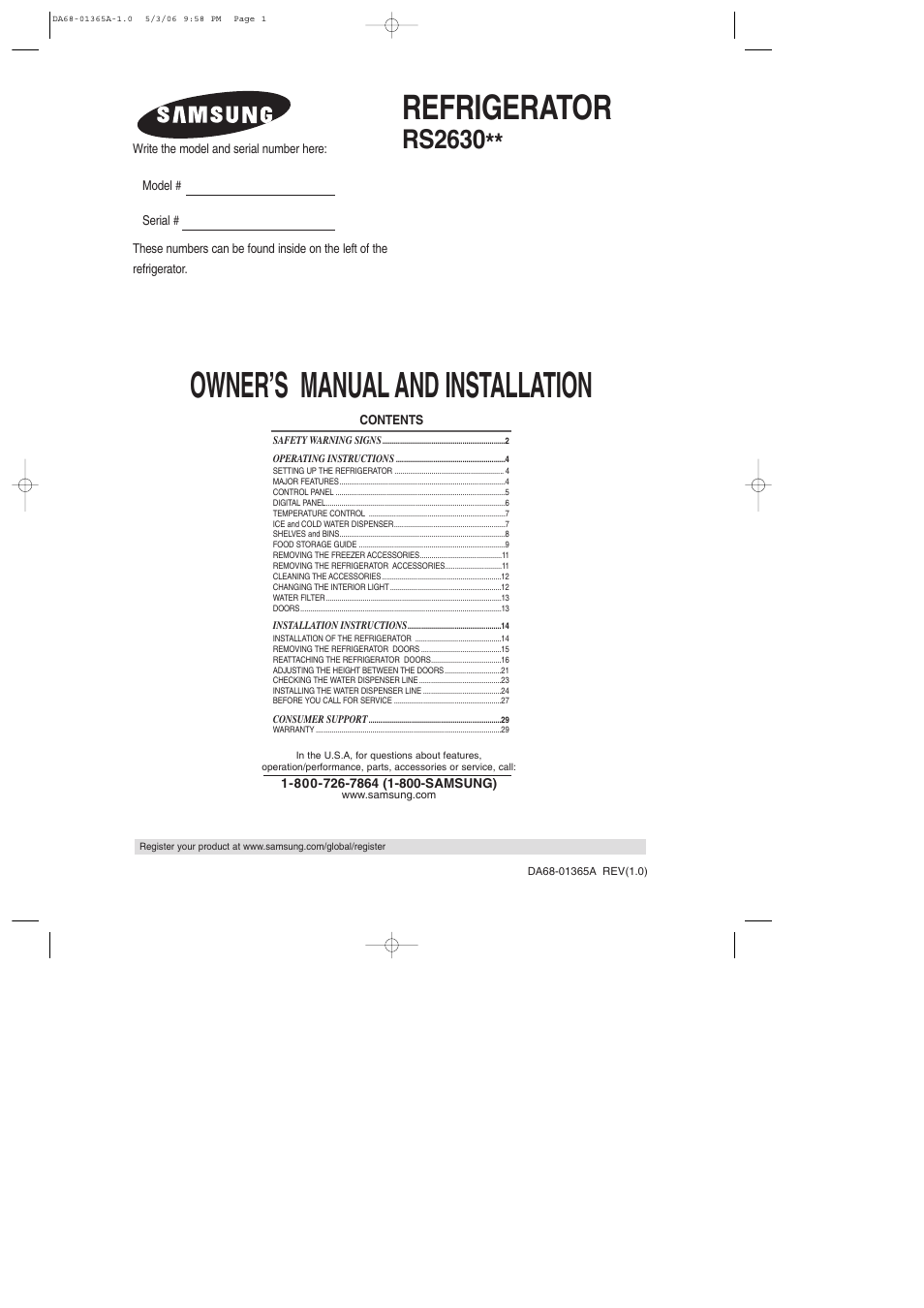 Samsung RS2630SH-XAA User Manual | 30 pages
