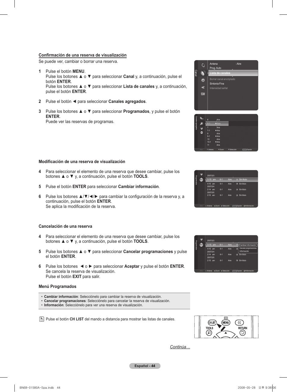 Continúa | Samsung PN50A510P3FXZA User Manual | Page 128 / 162