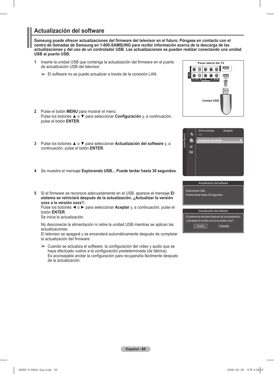 Actual�ización del� software | Samsung PN50A510P3FXZA User Manual | Page 149 / 162