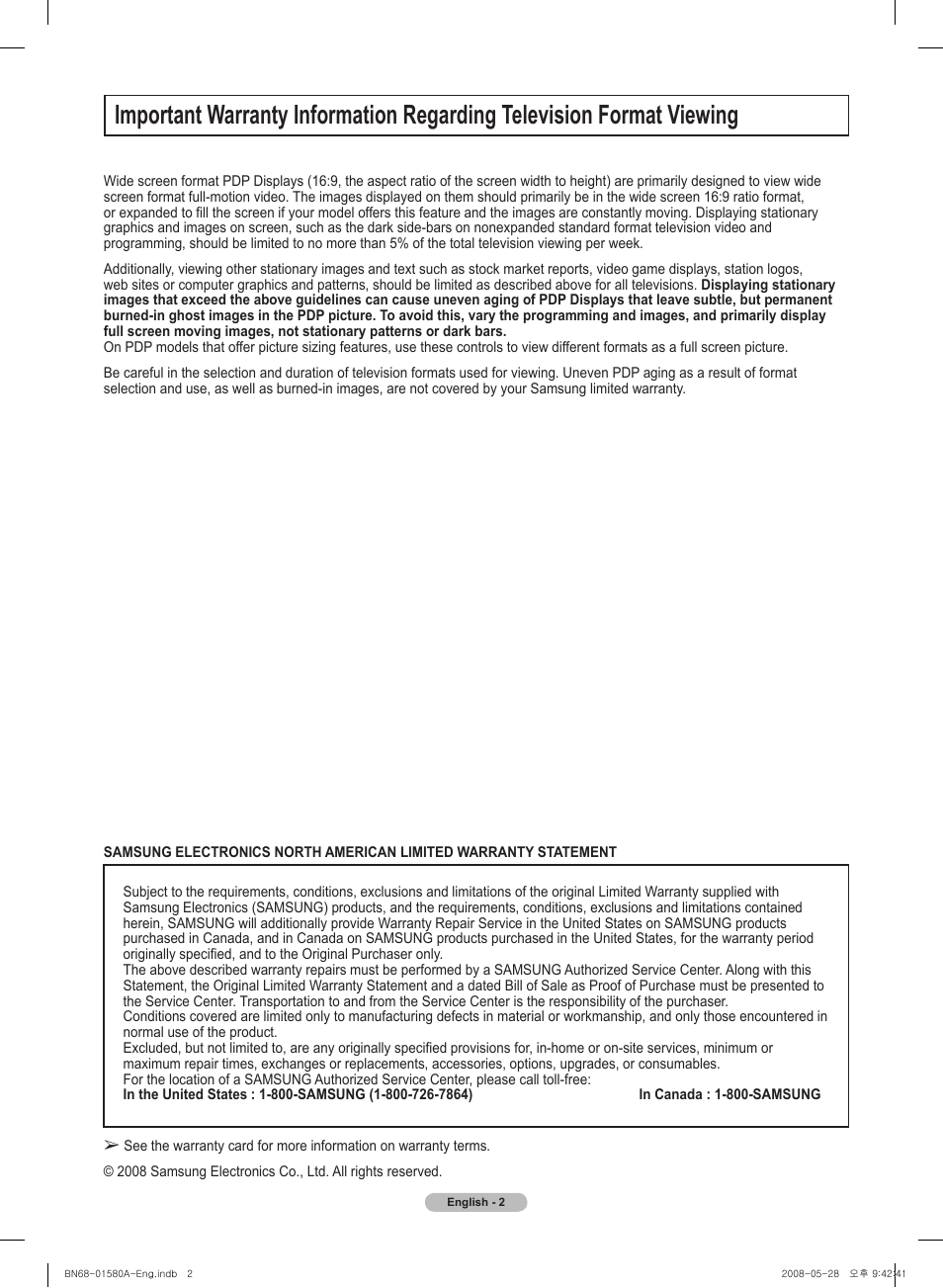 Samsung PN50A510P3FXZA User Manual | Page 2 / 162