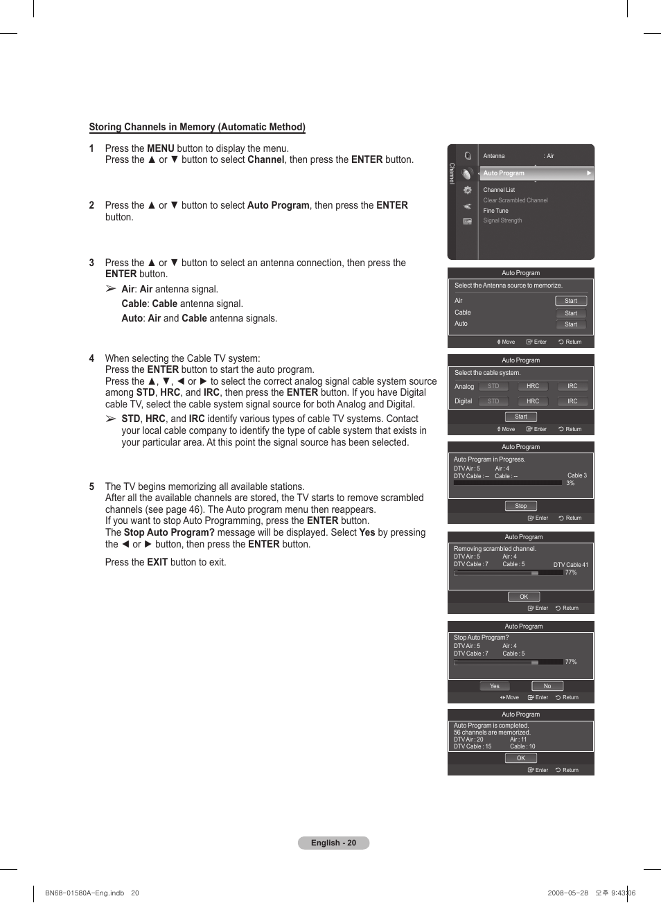 Samsung PN50A510P3FXZA User Manual | Page 20 / 162