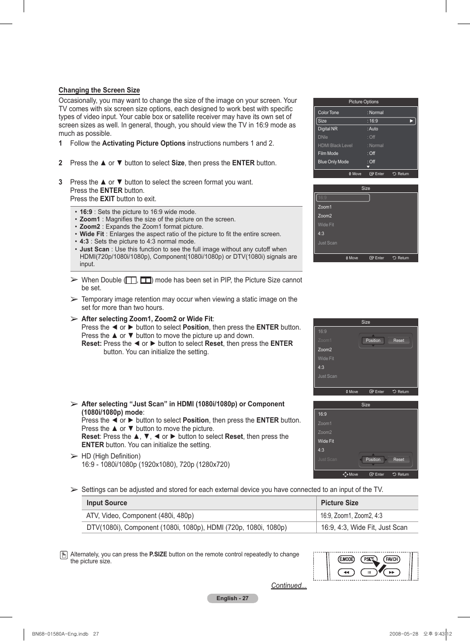 Samsung PN50A510P3FXZA User Manual | Page 27 / 162