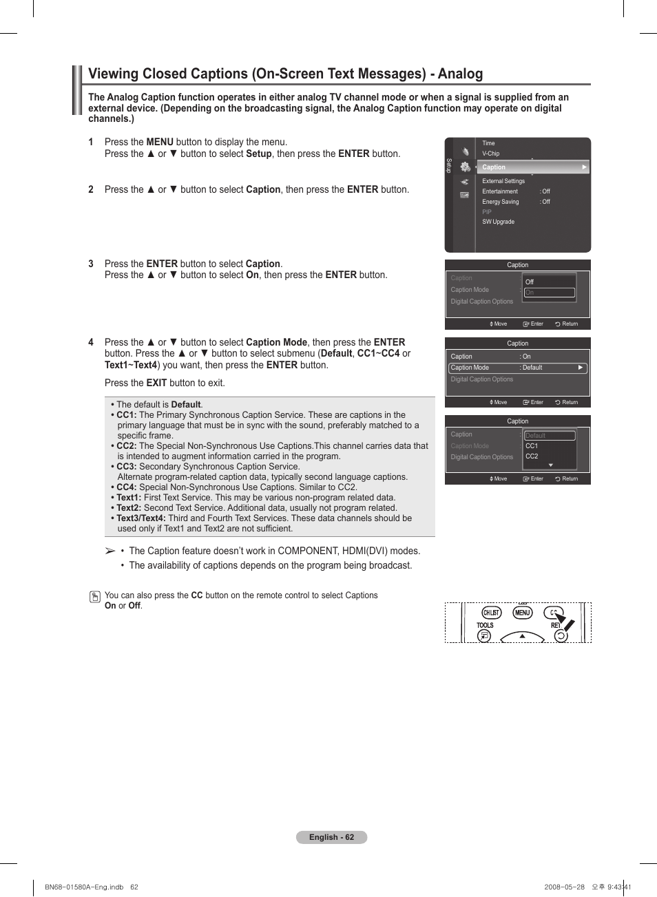 Samsung PN50A510P3FXZA User Manual | Page 62 / 162