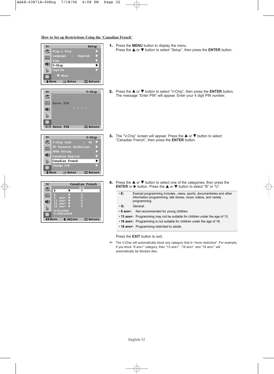 Samsung TXS3064WRX-XAC User Manual | Page 32 / 36