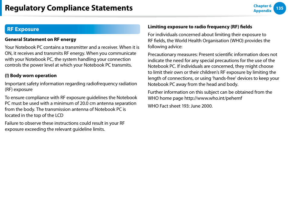 Regulatory compliance statements | Samsung DP515A2G-K01US User Manual | Page 136 / 144