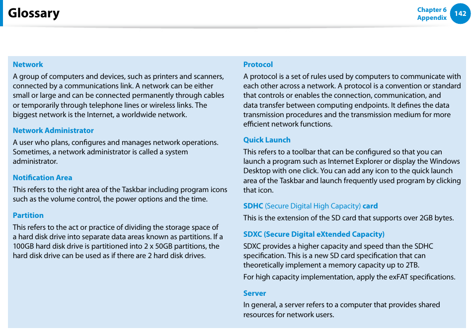 Glossary | Samsung DP515A2G-K01US User Manual | Page 143 / 144