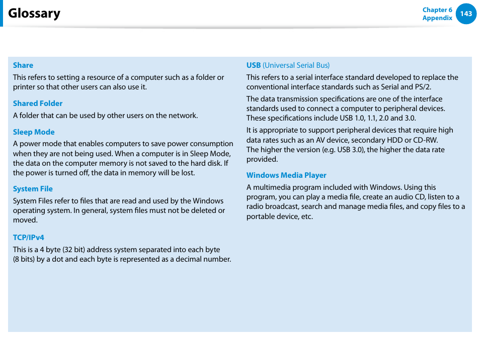 Glossary | Samsung DP515A2G-K01US User Manual | Page 144 / 144