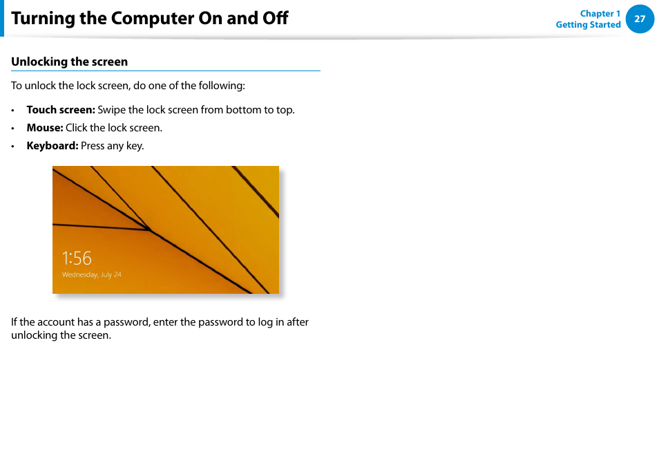 Turning the computer on and off | Samsung DP515A2G-K01US User Manual | Page 28 / 144