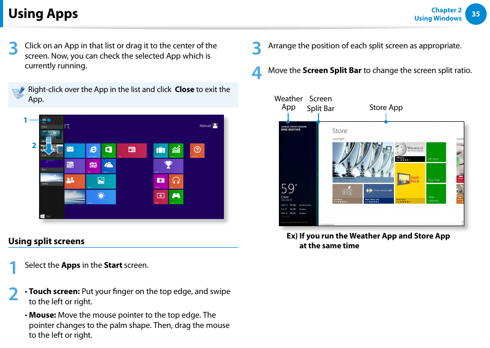 Using apps | Samsung DP515A2G-K01US User Manual | Page 36 / 144