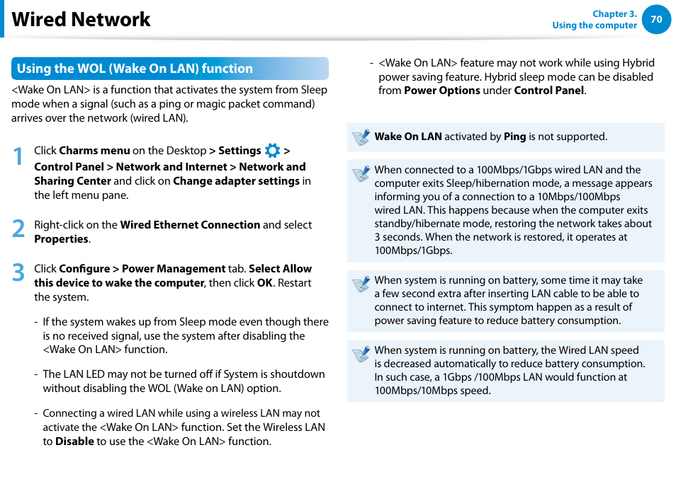 Wired network | Samsung DP515A2G-K01US User Manual | Page 71 / 144