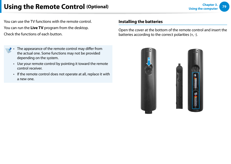 Using the remote control (optional), Using the remote control, Optional) | Samsung DP515A2G-K01US User Manual | Page 80 / 144